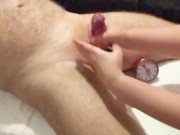 Holding back the orgasm! Nonstop timed handjob. Can he last? 10/16