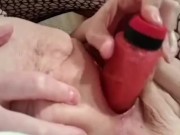 Slowly dildo fucking my cock hungry wet pussy. Close up. Wet sounds. 3/16