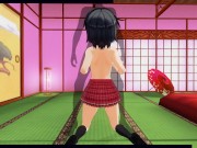 3D HENTAI schoolgirl jerks you off with her breasts, cum on face, AHEGAO 1/16