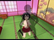 3D HENTAI schoolgirl jerks you off with her breasts, cum on face, AHEGAO 8/16