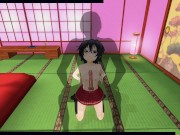 3D HENTAI schoolgirl jerks you off with her breasts, cum on face, AHEGAO 9/16