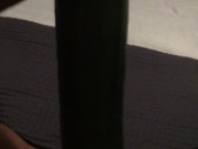 Fucking my tiny pussy with a huge cucumber and squirting everywhere while wearing ripped pantyhose 1/16