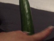 Fucking my tiny pussy with a huge cucumber and squirting everywhere while wearing ripped pantyhose 12/16