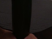 Fucking my tiny pussy with a huge cucumber and squirting everywhere while wearing ripped pantyhose 5/16