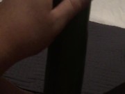 Fucking my tiny pussy with a huge cucumber and squirting everywhere while wearing ripped pantyhose 8/16