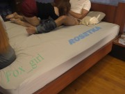 Fucking a cuckold friend's wife while he plays a video game. MFF threesome with strapon. 1/16