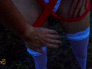 Schoolgirl truant was caught and fucked in mouth and pussy after peeing on the grass 16/16