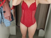 Сводная сестра примеряет нижнее бельё. Примерочная. POV. 14/16