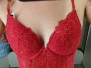 Сводная сестра примеряет нижнее бельё. Примерочная. POV. 16/16