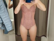 Сводная сестра примеряет нижнее бельё. Примерочная. POV. 3/16