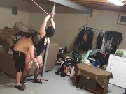 Teen spanked, tied up, multiple orgasm in basement  11/16