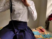 Skinny schoolgirl strips off uniform for sex POV - Vicky Swan 1/16