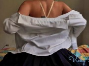 Skinny schoolgirl strips off uniform for sex POV - Vicky Swan 13/16