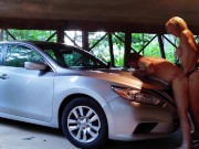 Girl STRAPON GUY Homemade Amateur Pegging- Additional Parking in Rear- Strapon Pegging on car! 10/16