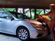 Girl STRAPON GUY Homemade Amateur Pegging- Additional Parking in Rear- Strapon Pegging on car! 13/16