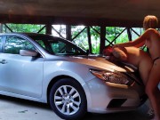 Girl STRAPON GUY Homemade Amateur Pegging- Additional Parking in Rear- Strapon Pegging on car! 14/16