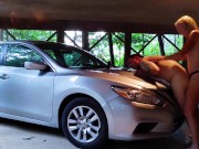 Girl STRAPON GUY Homemade Amateur Pegging- Additional Parking in Rear- Strapon Pegging on car! 15/16