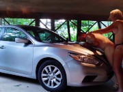 Girl STRAPON GUY Homemade Amateur Pegging- Additional Parking in Rear- Strapon Pegging on car! 16/16