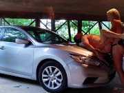 Girl STRAPON GUY Homemade Amateur Pegging- Additional Parking in Rear- Strapon Pegging on car! 2/16