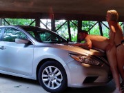 Girl STRAPON GUY Homemade Amateur Pegging- Additional Parking in Rear- Strapon Pegging on car! 6/16