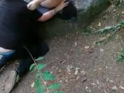 Public park sneaky breakfast oral nature cam 14/16