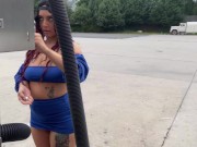 Car Wash Short Skirt No Panites (Pussy Exposed)! 10/16