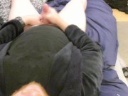 Birds-eye view on how a guy strokes his thick big cock 14/16