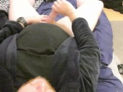 Birds-eye view on how a guy strokes his thick big cock 4/16