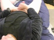 Birds-eye view on how a guy strokes his thick big cock 8/16