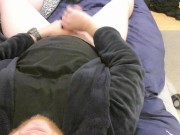 Birds-eye view on how a guy strokes his thick big cock 9/16