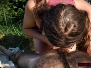 Outdoors and Feet Up: MILF Sucks Cock and Gets Facial After Face Is Fucked 7/16