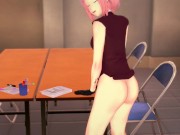 3D HENTAI Sakura masturbates at the edge of the table 5/16