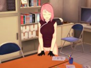 3D HENTAI Sakura masturbates at the edge of the table 7/16