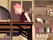 3D HENTAI Sakura masturbates at the edge of the table 9/16