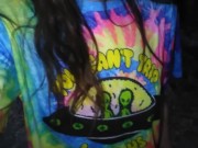 Public Outside Outdoors Nature Pee @ Dusk! Hairy Hippie Slut Has NO TOILET PAPER! She Pees Anyway! 1/16