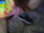 Public Outside Outdoors Nature Pee @ Dusk! Hairy Hippie Slut Has NO TOILET PAPER! She Pees Anyway! 7/16