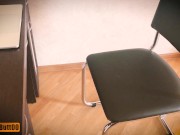 TEASER secretary caught her co-worker jerking on her shoes. Shoejob, handjob, cum on shoes and nylon 1/16