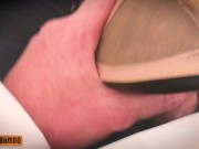 TEASER secretary caught her co-worker jerking on her shoes. Shoejob, handjob, cum on shoes and nylon 11/16