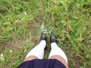 Schoolgirl in white knee socks, slave licks shoes femdome 1/16