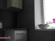 cleans the dorm kitchen and caresses herself before no one wakes up 3/16