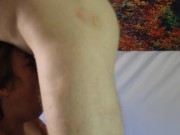 Submissive milf facefucked while holding his balls 10/16