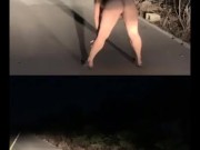 Caminando desnuda por una calle solitaria, exhibicionista desnuda carretera 6/16