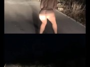 Caminando desnuda por una calle solitaria, exhibicionista desnuda carretera 8/16
