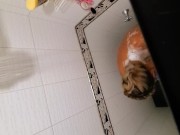 My pregnant ebony  latina  wife taking a shower and loves to be watched  10/16