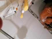 My pregnant ebony  latina  wife taking a shower and loves to be watched  11/16