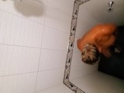 My pregnant ebony  latina  wife taking a shower and loves to be watched  6/16