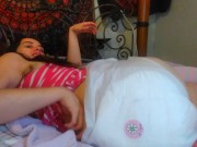 ABDL Babygirl Diaper Slut's FIRST TIME (unseen) SQUIRT IN DIAPER! Female Ejaculation Loud Pussy CUMS 15/16