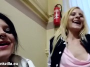 Orgasm in the public hallway 9/16