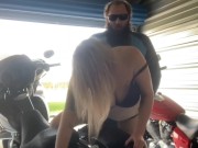 Getting bent over his Harley until he cums inside me 14/16