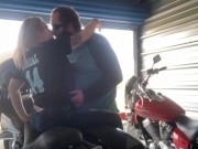 Getting bent over his Harley until he cums inside me 2/16